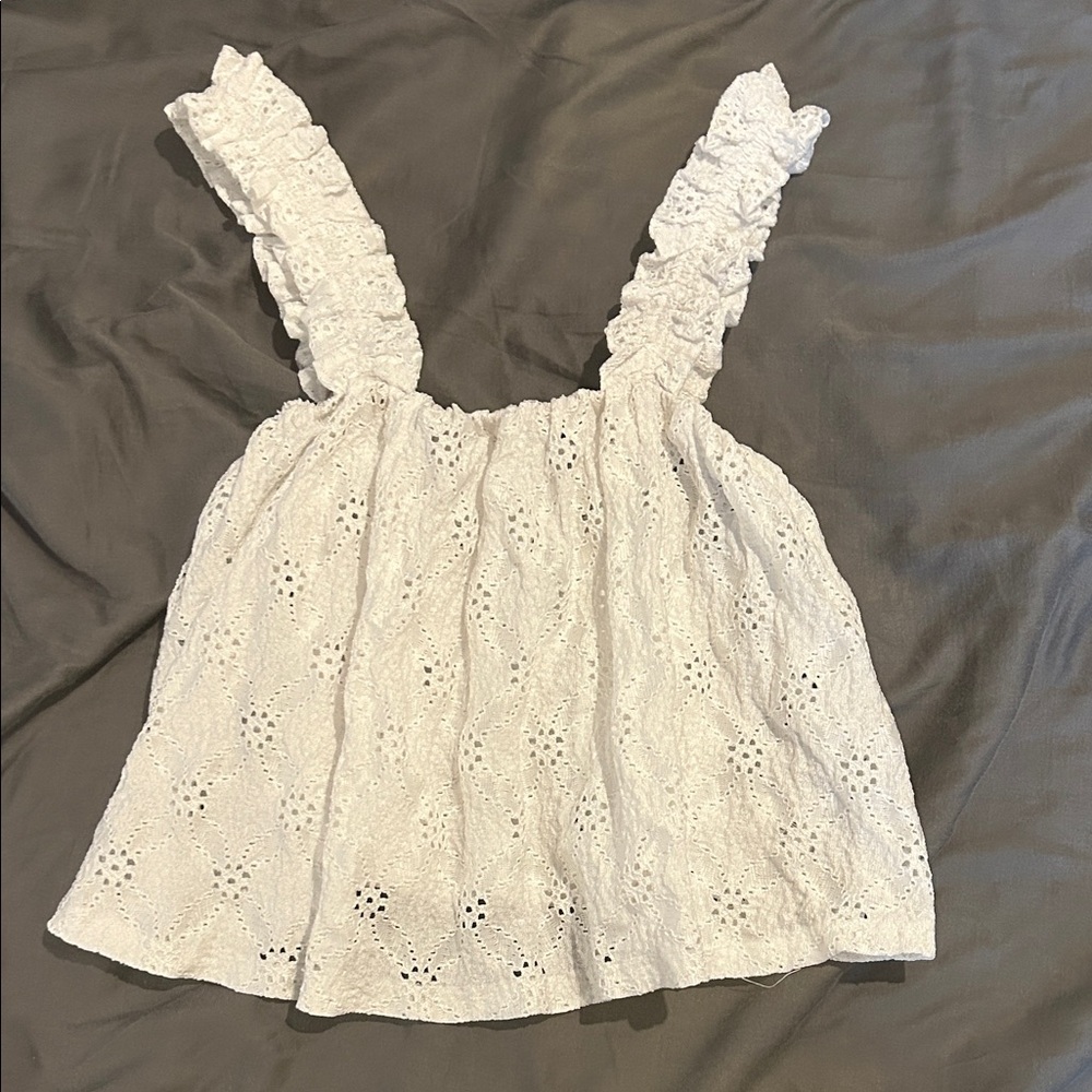 Zara White Eyelet Crop Top